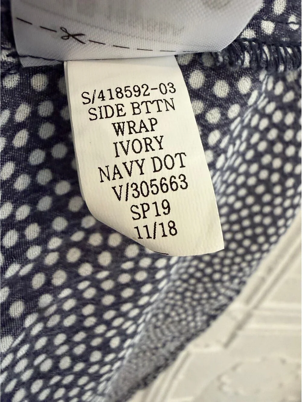 GAP Navy Blue Polka Dot Side Button Wrap Midi Dress S - Picture 10 of 12